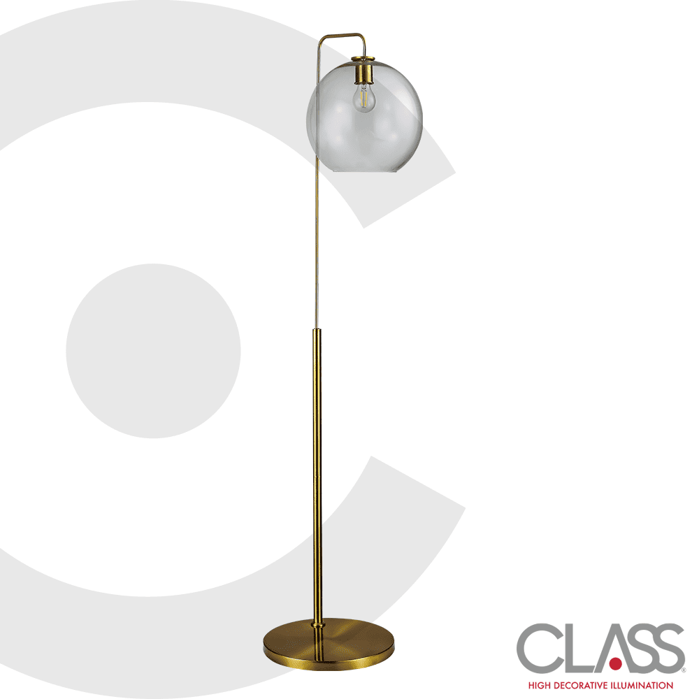 Ilumina tus espacios con esta lampara de piso que le dará un toque decorativo increíble a tu hogar. Cuerpo metálico dorado, pantalla de vidrio